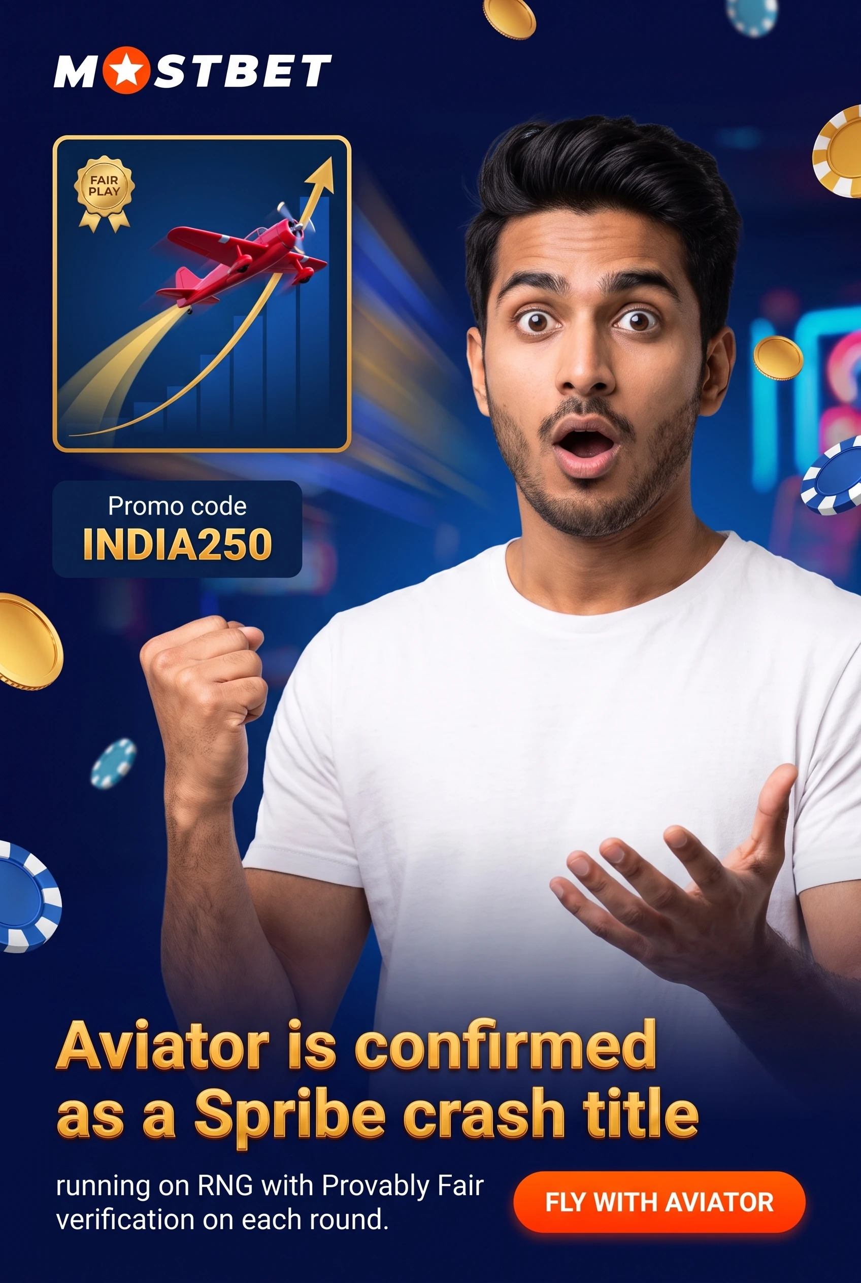 Aviator crash game running in the Mostbet app