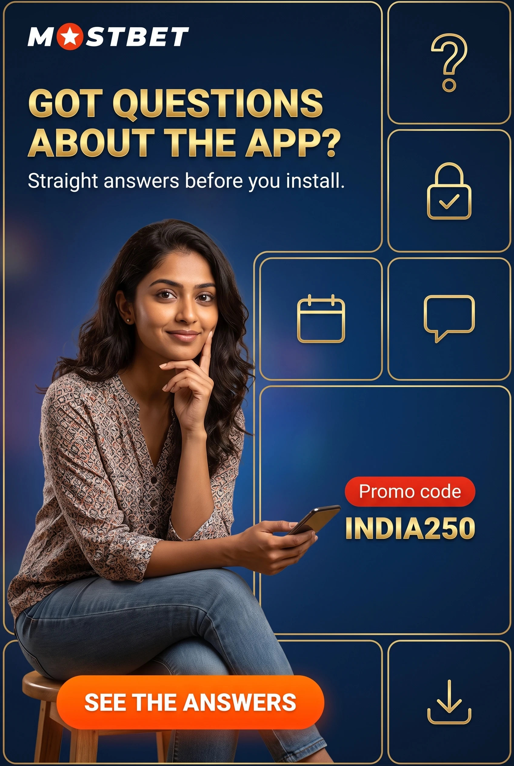 Mostbet app FAQ screen on a mobile device