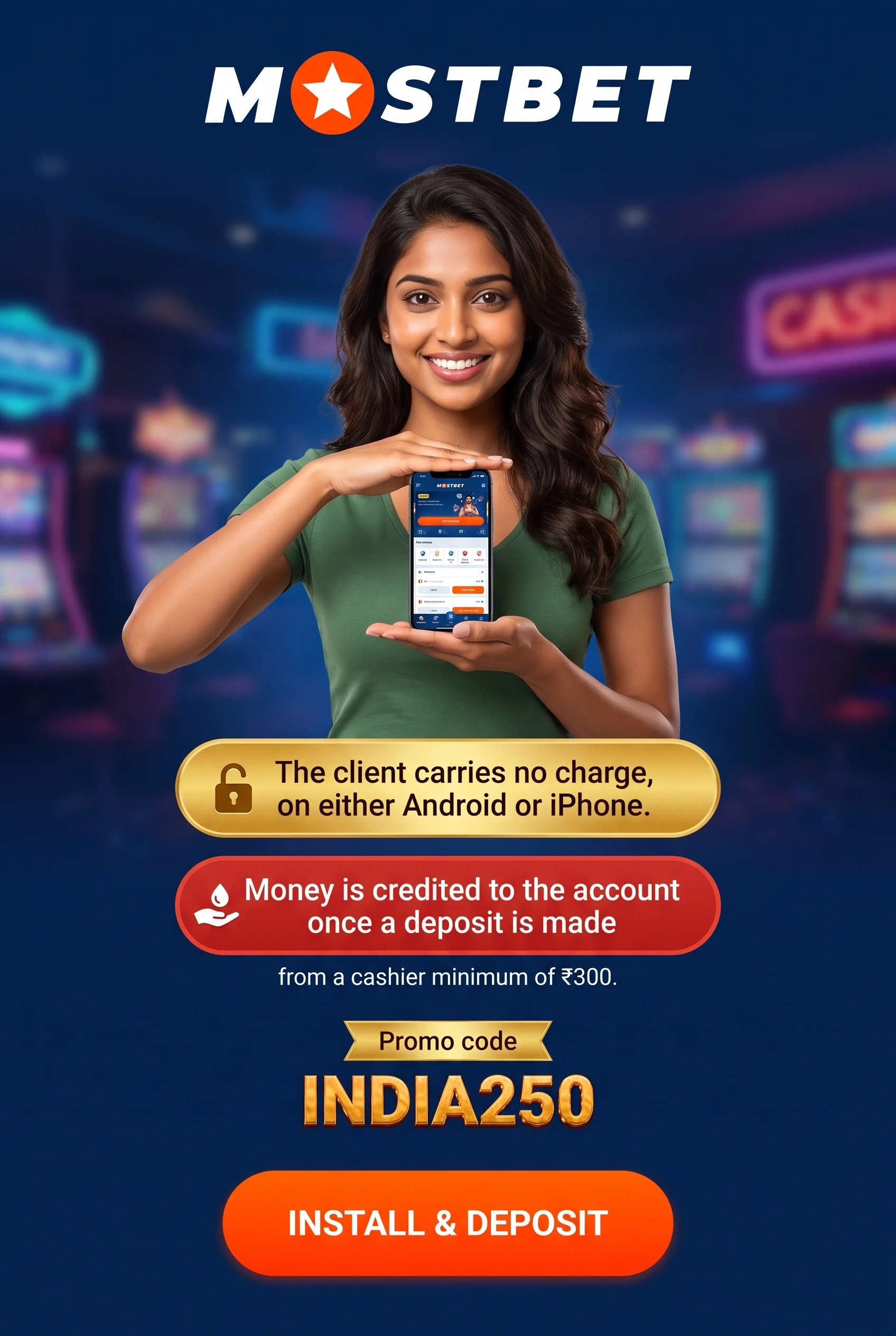 Free Mostbet app install screen with no payment prompt
