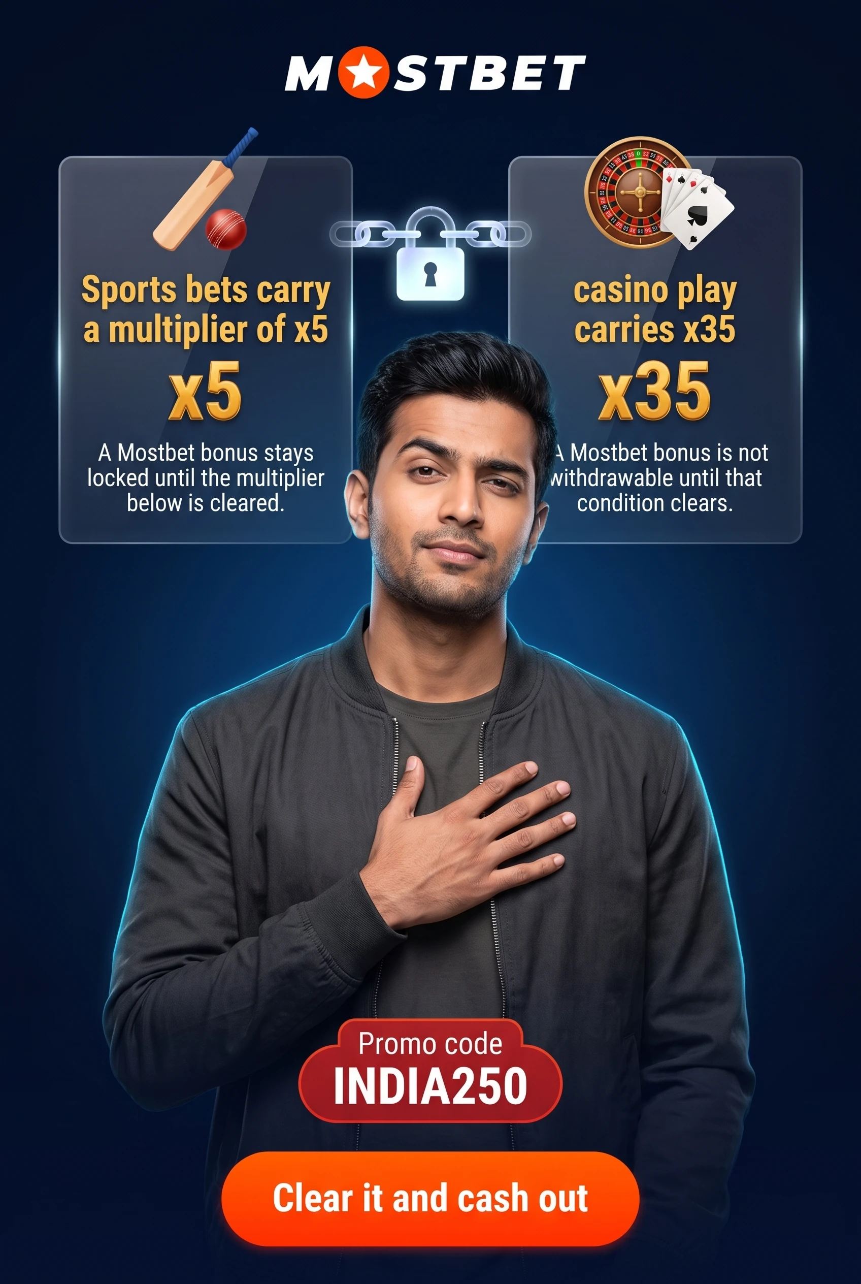 Wagering conditions set against bonus funds at Mostbet